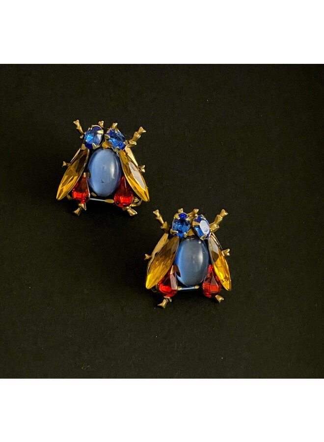 Bee with Amber  wings  Stud Earrings  572
