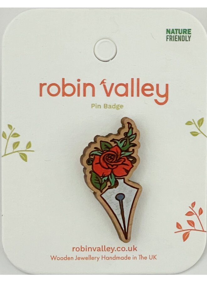 Rose Pen Nyp Körsbärsträ Pin Badge