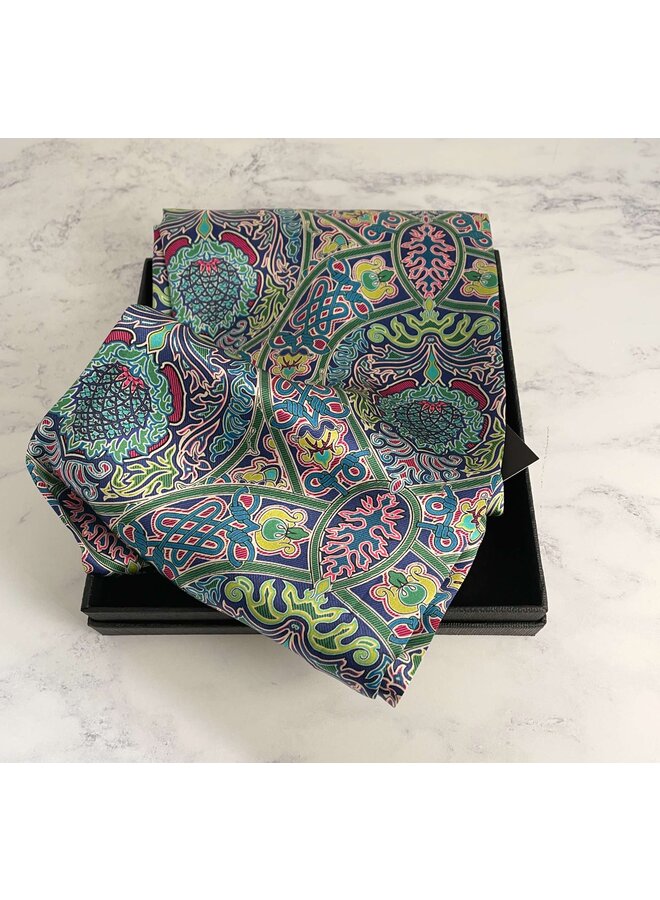 Multi Colour Celtic Twist Satin and Silk Scarf  with magnetic clasp Boxed 110