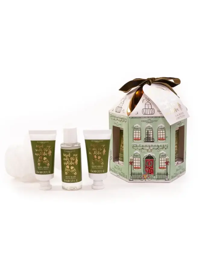 Set de regalo para mimos con muérdago y abeto escarchado de Snow House