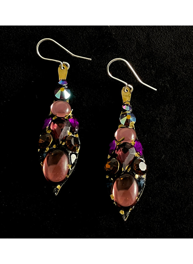 Dark PinkLarge Drop Earrings 591