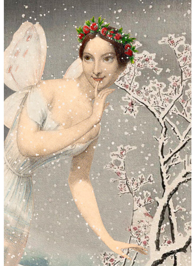 Tarjeta de felicitación de hadas navideñas