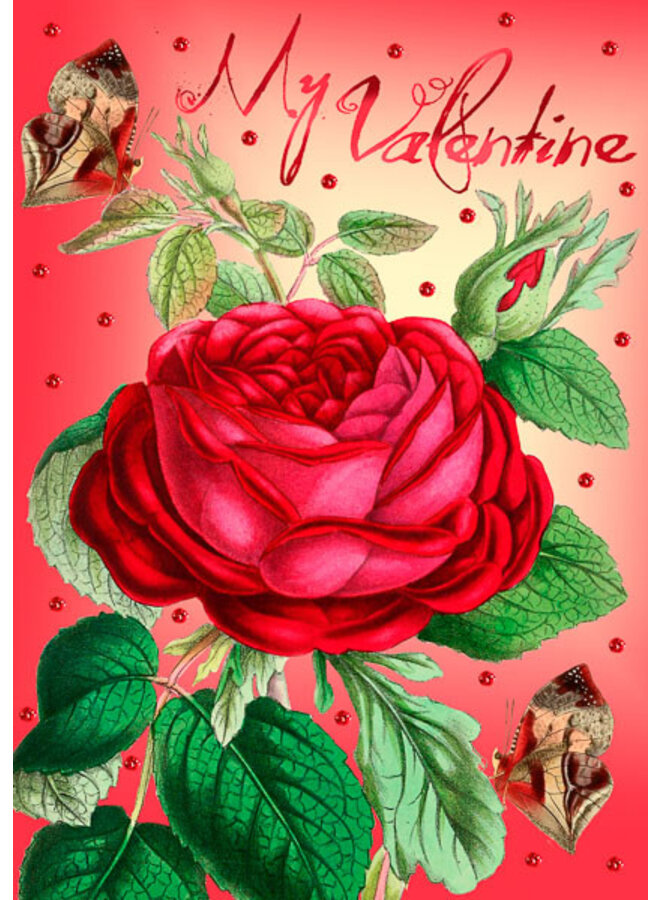 Carte de vœux à paillettes roses rouges