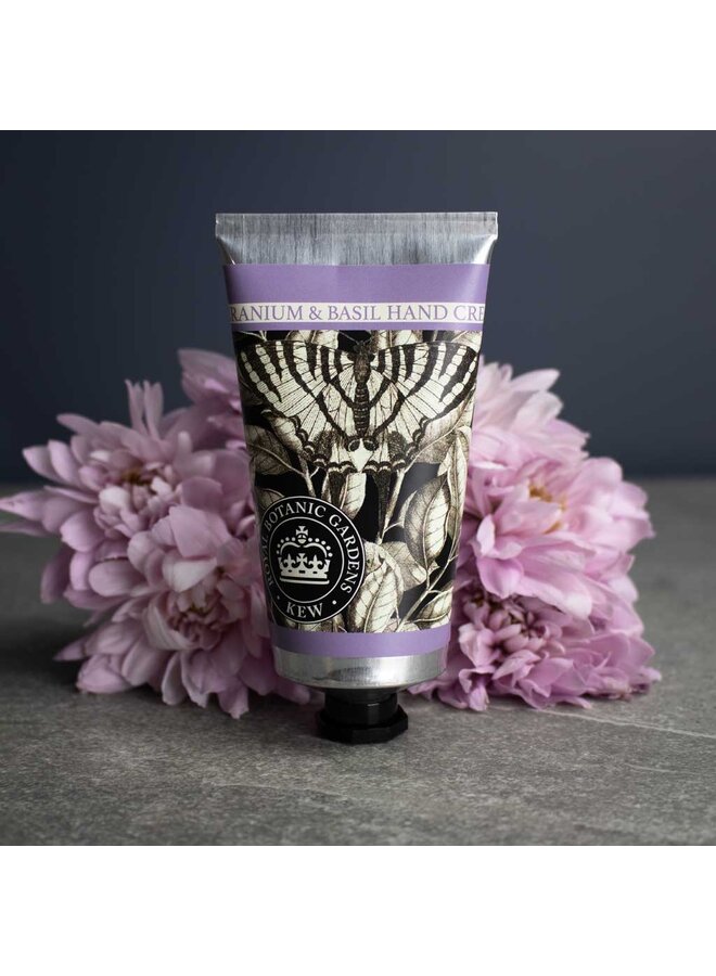 Crème pour les mains au géranium et au basilic des jardins de Kew