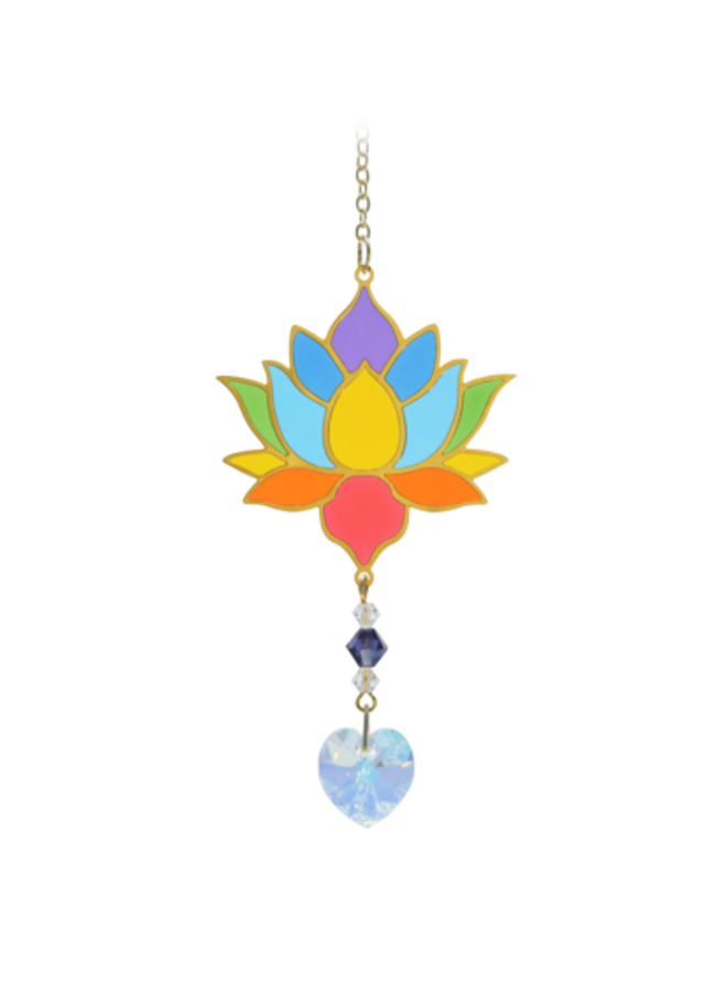 Décoration suspendue en cristal en forme d'arc-en-ciel de lotus