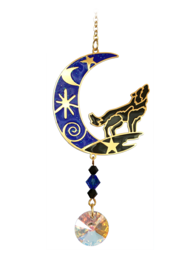 Howling Wolf Crystal Hanging Decoration