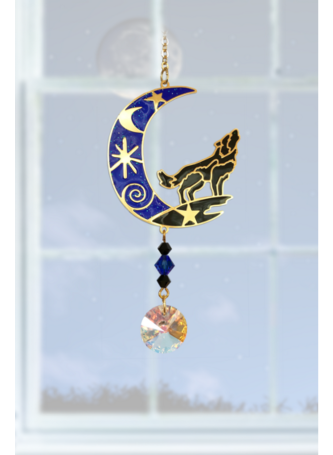 Howling Wolf Crystal Hanging Decoration