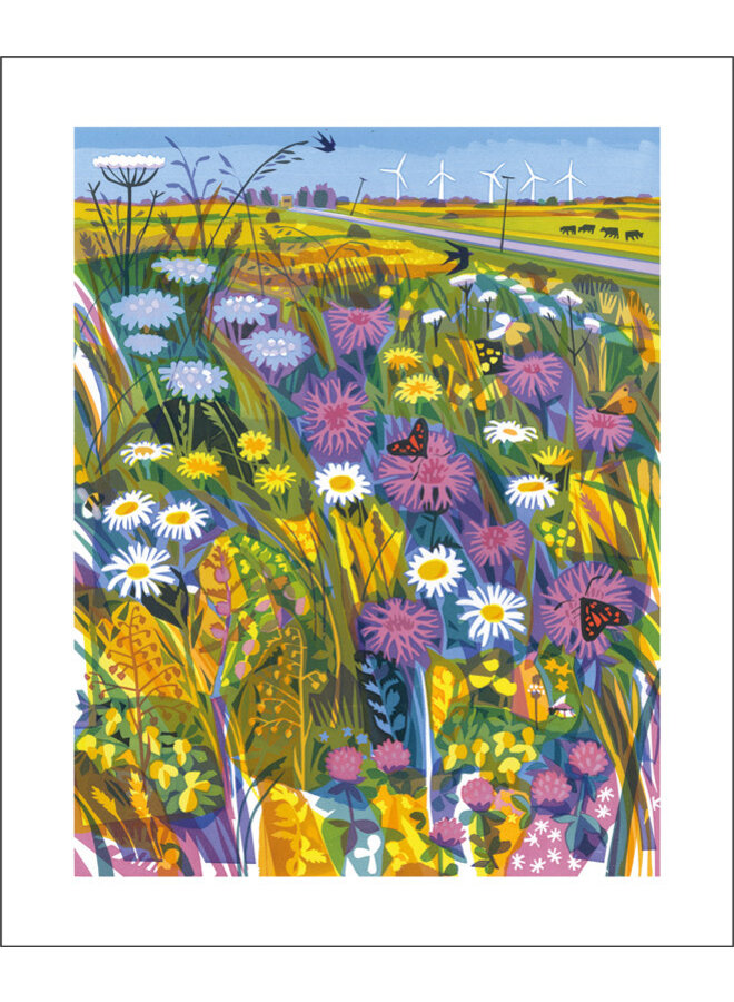 Meadow Flowers and Turbines Card by Carry Akroyd