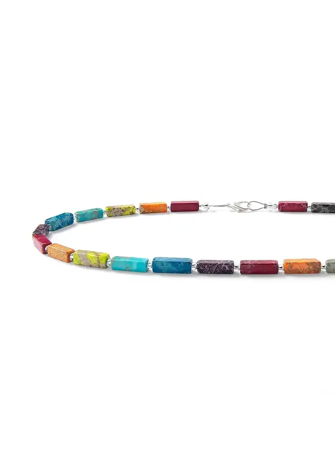 Collier complet en jaspe arc-en-ciel semi-précieux 1865