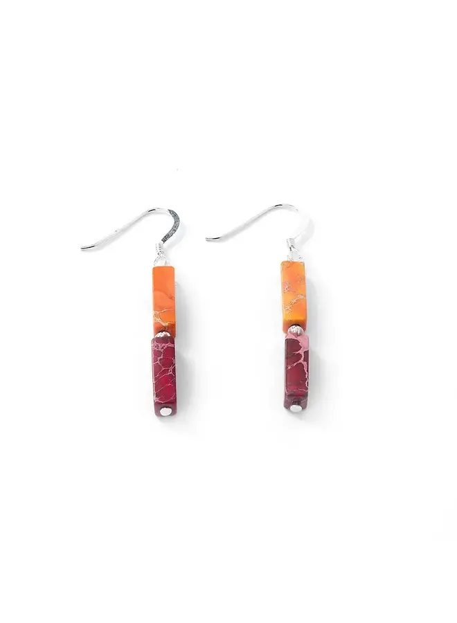 Boucles d'oreilles en perles semi-précieuses en jaspe rouge ou orange 1865