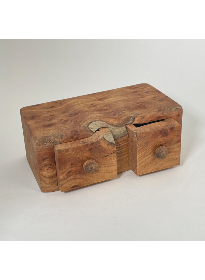 Yew Wood Double Drawer Box 23