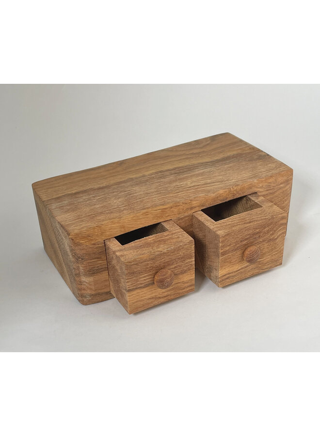 Oak Wood Double Drawer Box 24