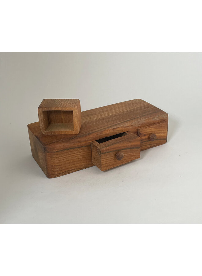 Elm Wood Dubbellåda och Secret Draw Box 28