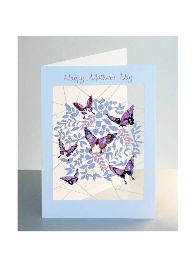 Tarjeta cortada a láser con mariposas del Feliz Día de la Madre