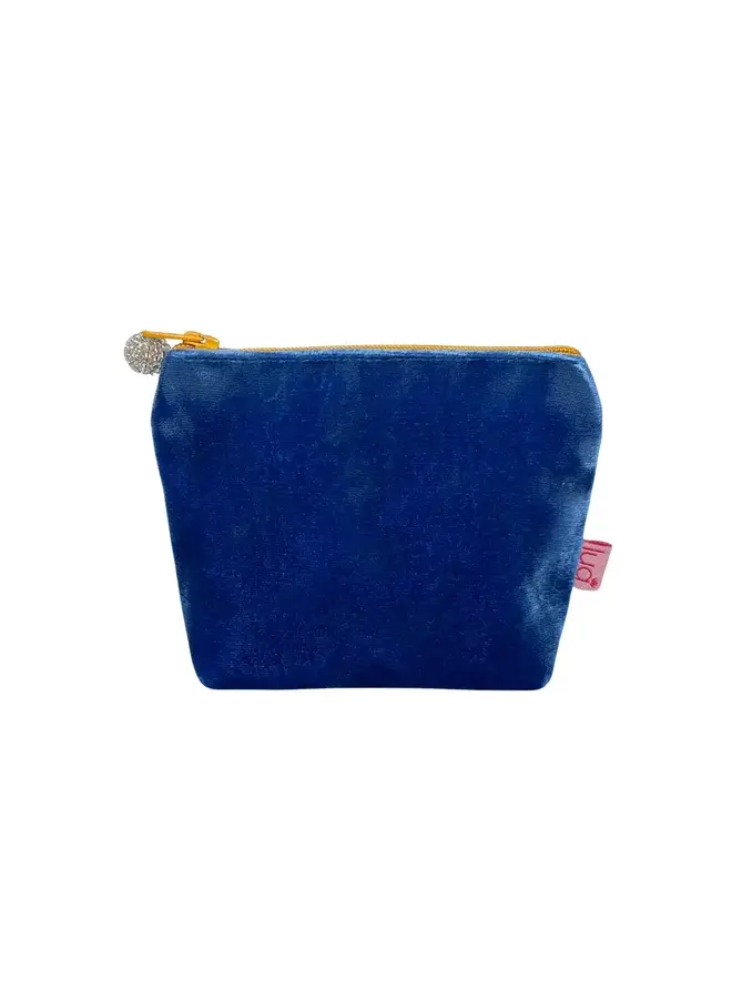 Mini Coin Velvet Purse  Cerulean Blue / Yellow 7471