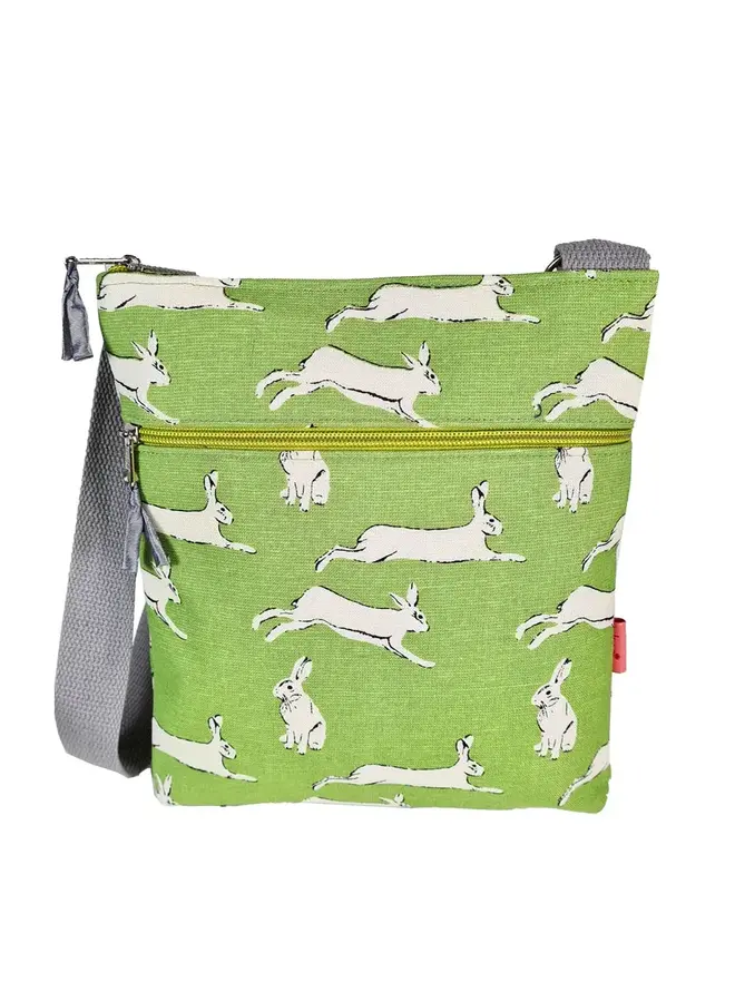 Bolso bandolera de algodón verde lima Hares 7482