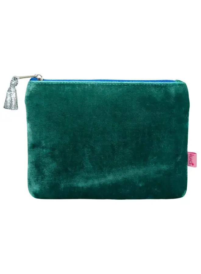 Marine Green / Blue Velvet Purse  / Pouch  7475