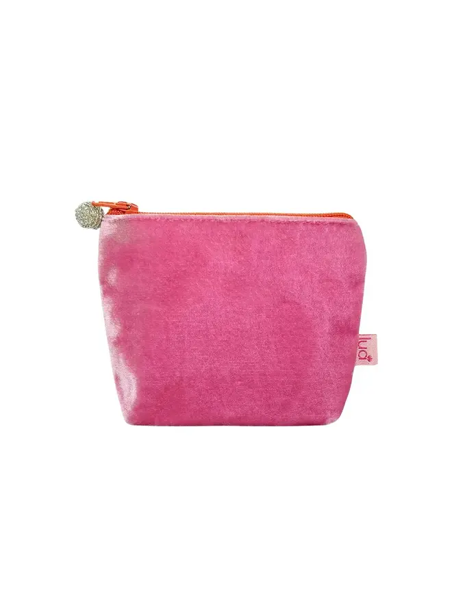 Mini-Geldbörse aus Samt Flamingo Pink / Orange 7472