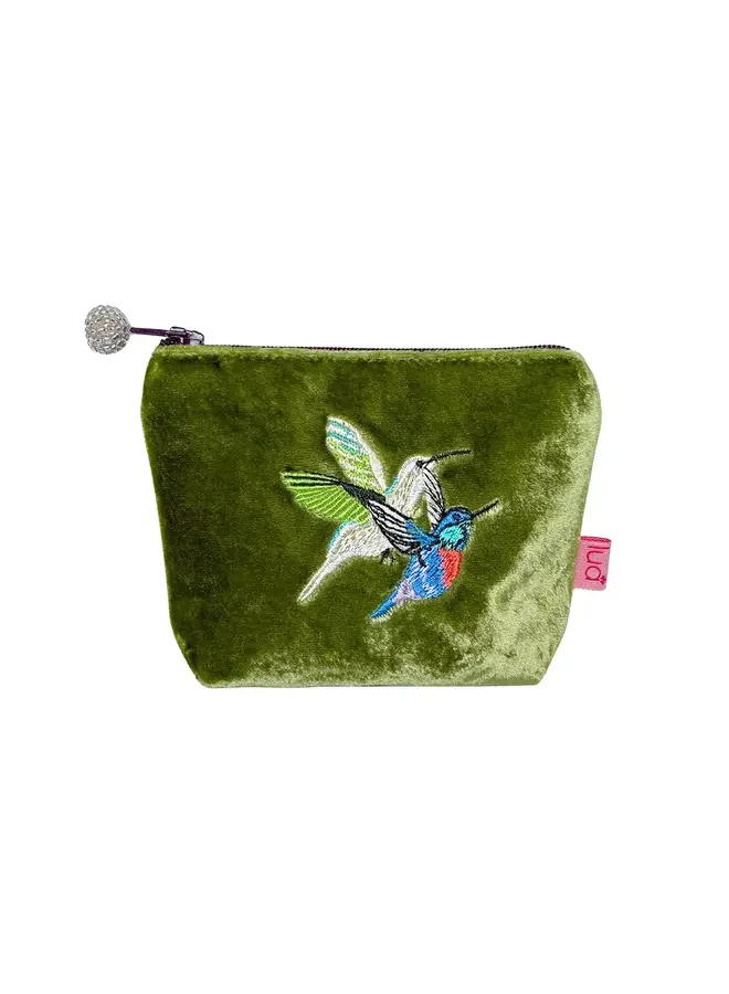 Humming Bird Embroidered Mini Velvet Purse 289