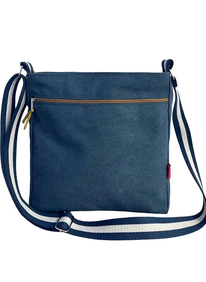 Bolso bandolera grande azul oscuro/mostaza 7488