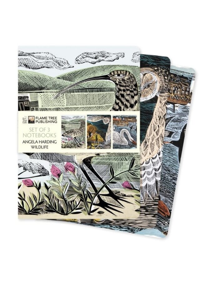 Set mit 3 linierten und leeren Notizbüchern „Wildlife“ von Angela Harding