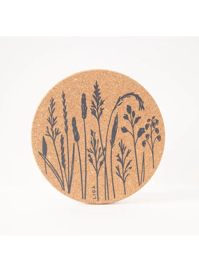 Круглая пробковая салфетка с принтом «Местные травы» 64