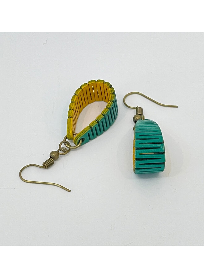 Birchwood Loop Teal & Yellow Teardrop Earrings 44