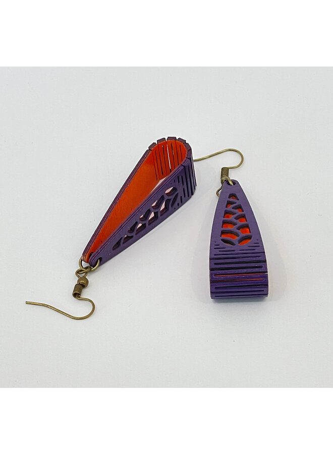Birchwood Long Loop Purple and Orange Hills  Earrings 35