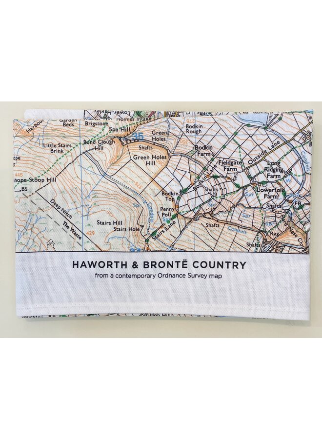 Haworth och Bronte Country Map T-handduk 05