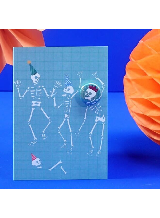 Carte badge de fête squelette