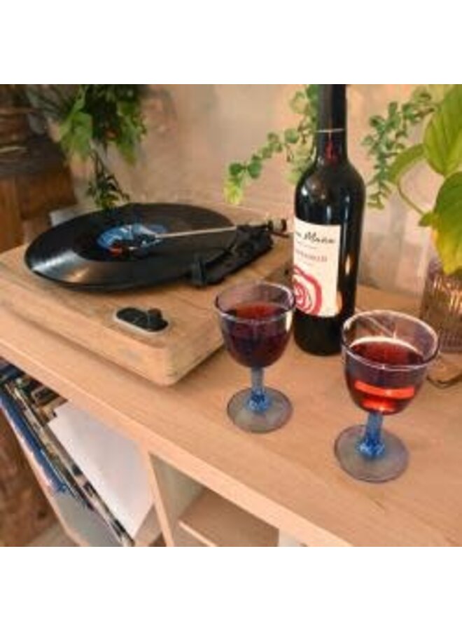 Wine Round Recycled Glass Blue Tinted 46