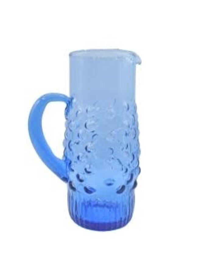 Pichet en verre recyclé teinté bleu 43