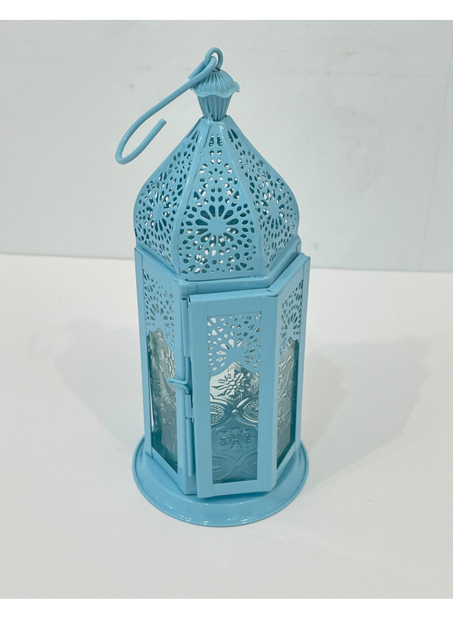 Farol de vela azul turquesa mediano 38