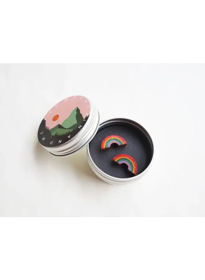 Rainbow Tiny Stud Bamboo Earrings 36