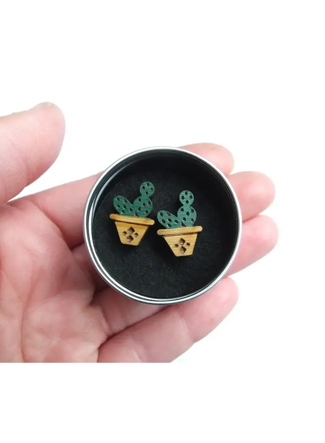 Boucles d'oreilles Cactus Tiny Stud en bambou 33