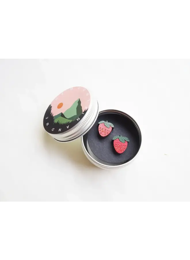 Pendientes pequeños de bambú con forma de fresa (30 unidades)