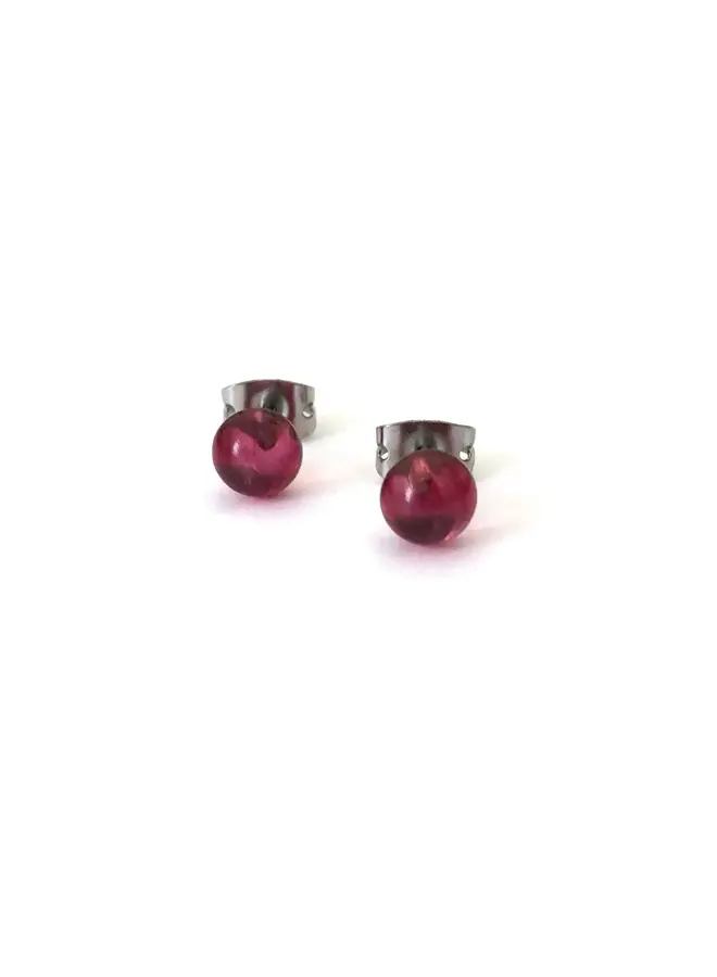 Cranberry Glass Mini Stud Earring Hand Made 101