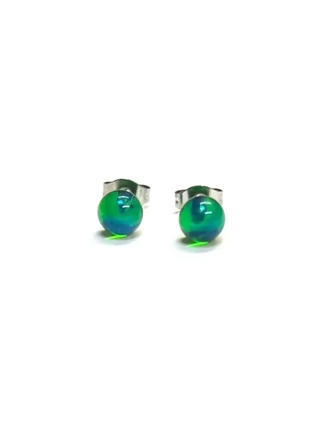 Frosted Peacock Glass Mini Stud Earring Hand Made 96