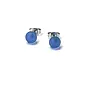Frosted Sapphire Glass Mini Stud Earring Hand Made 95