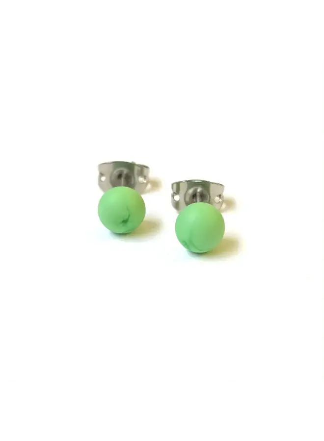 Leaf Green Opaque Glass Mini Stud Earring Hand Made 87
