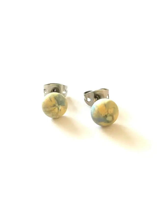 Frosted Cirrus Glass Mini Stud Earring Hand Made 84