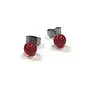Ruby Tiny Glass Round Stud Earring Hand Made 80