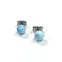Sky Blue Swirl Glass Tiny Round Stud Earring Hand Made 73