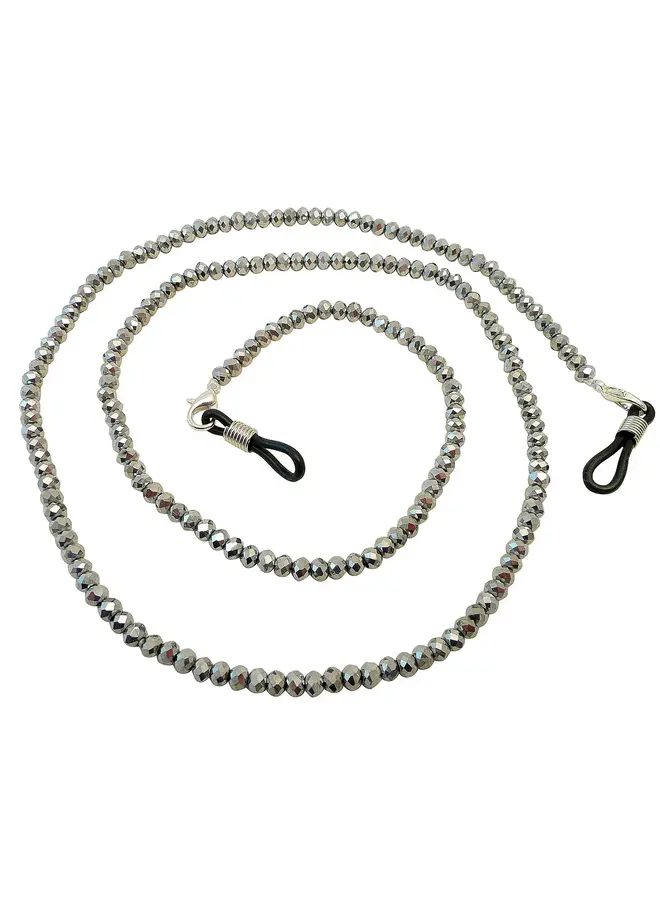 Silver faceted glass bead glasses strap 189