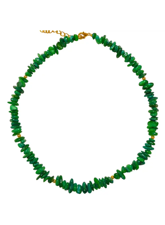 Green Semi-i Precious Shell Chips Necklace 191