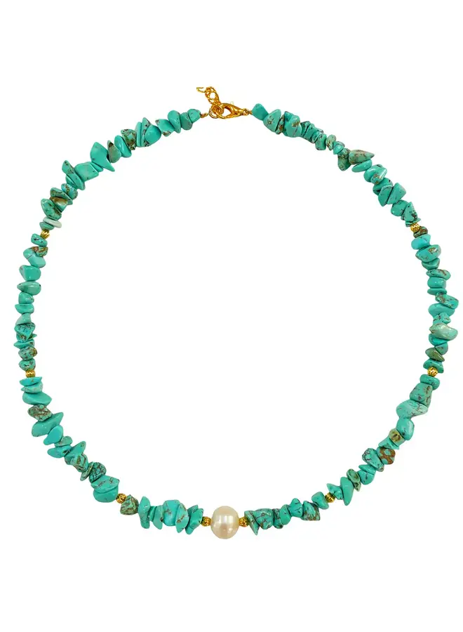 Collier en perles semi-précieuses turquoise et perles 192