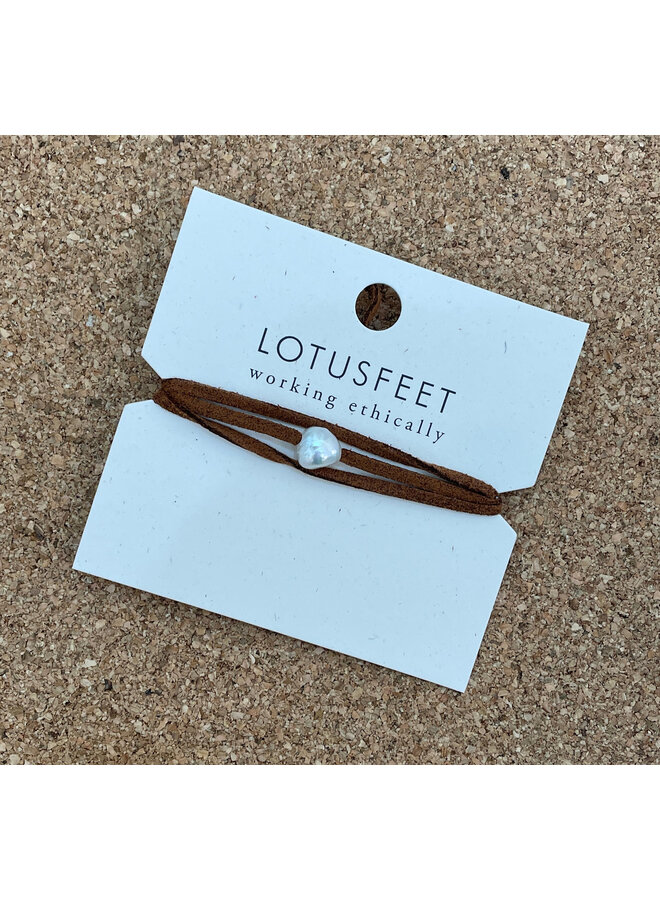 Kopparbrun Pärla På Mocka Choker / Armband 202