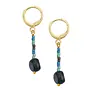 River Shell and Blue Bead Hoop Earrings 214