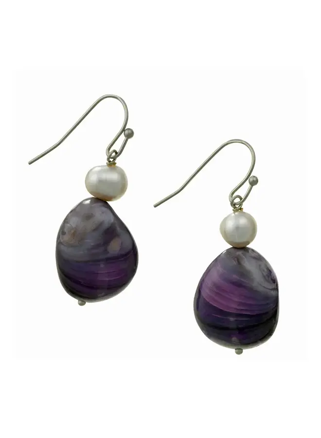 River Shell and Pearl Drop Earrings 213