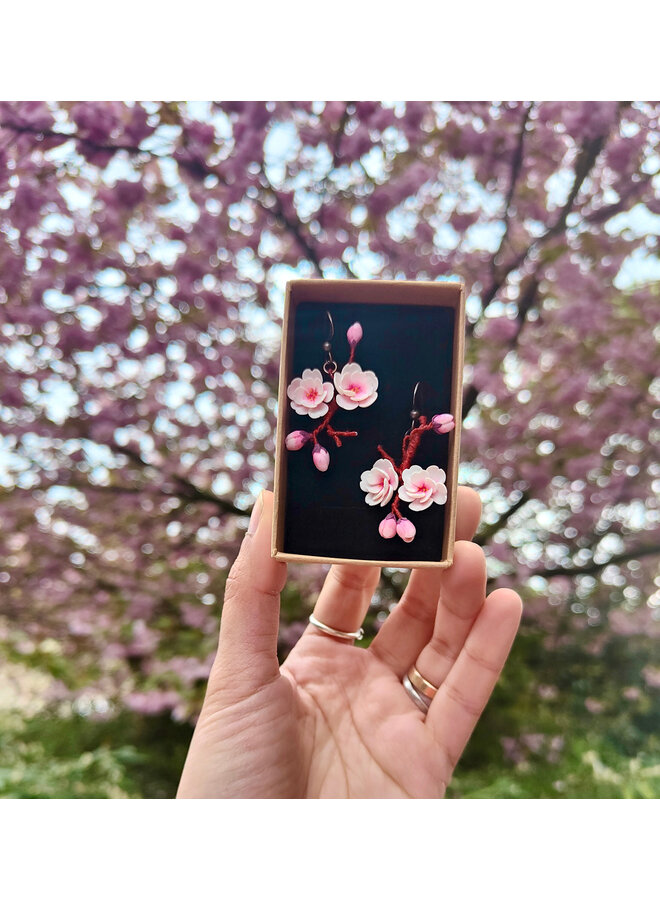 Серьги-капли «Цветущая вишня» 10